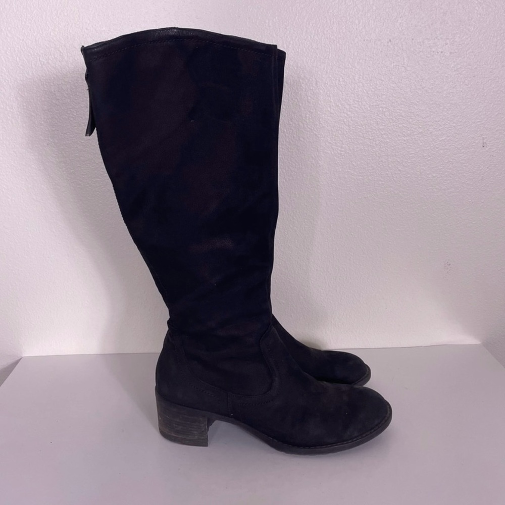 Paul Green Black Leather Tall Heeled Riding Boots